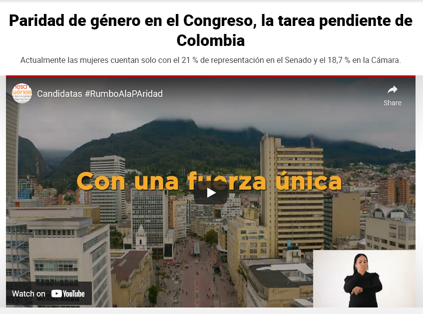 Paridad de género en el Congreso, la tarea pendiente de Colombia. Fuente: ElHeraldo.co  03/07/2022