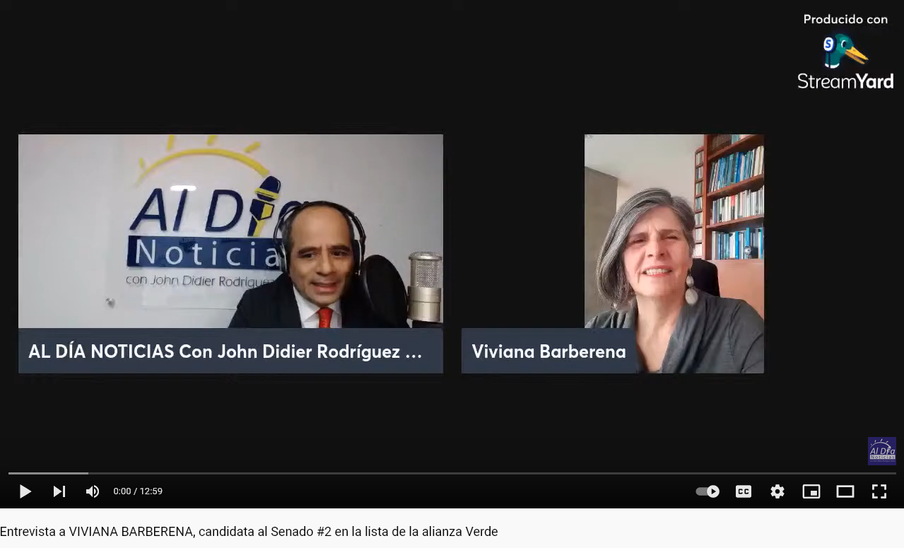 Al Dia Noticias Entrevista a VIVIANA BARBERENA, candidata al Senado #2 en la lista de la alianza Verde